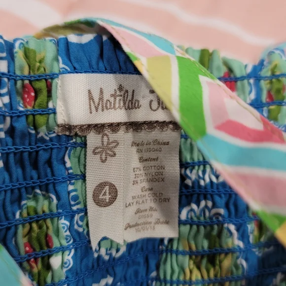 Matilda Jane strawberry red, green and blue dress halter Sz 4 - Picture 3 of 6